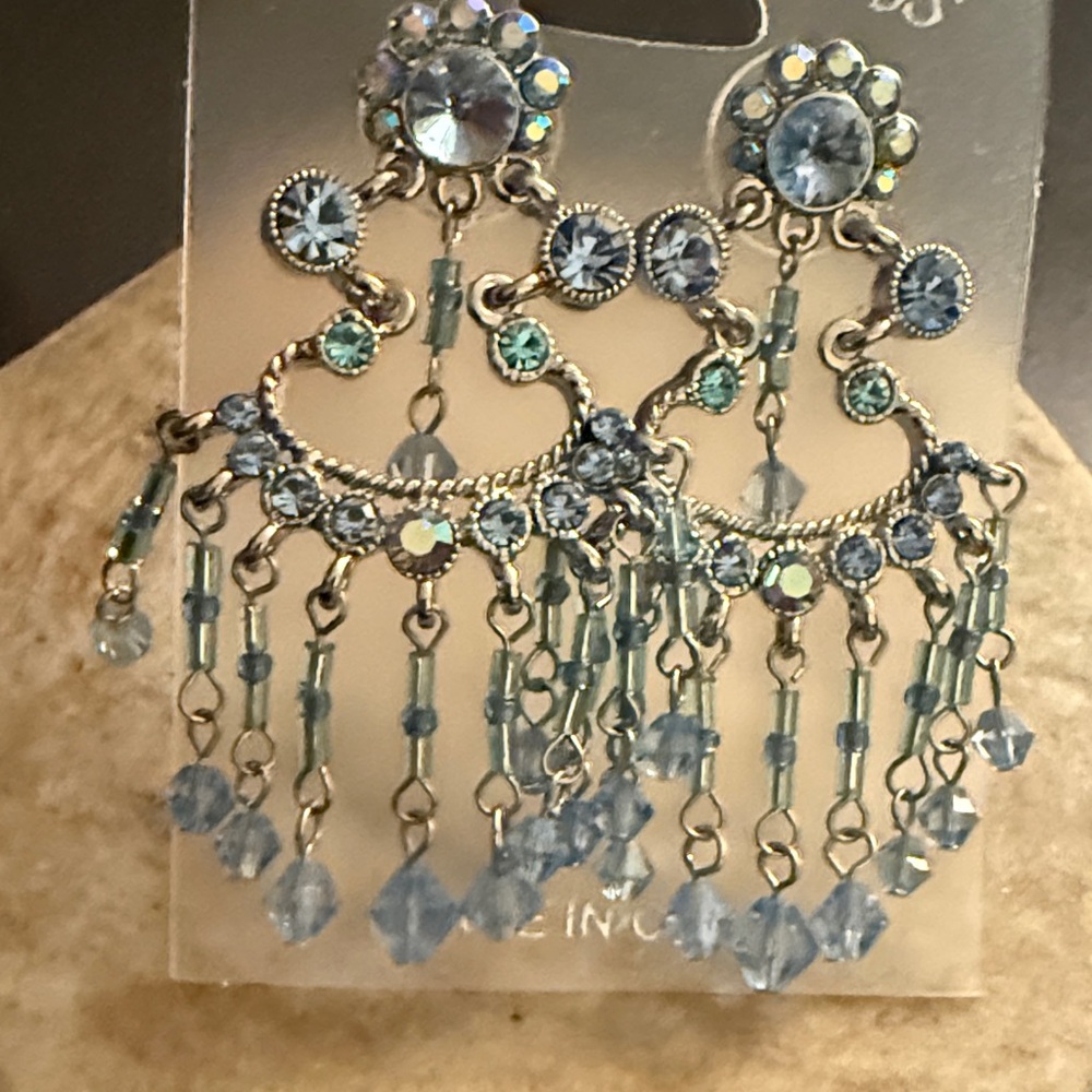 Elegant Blue Chandelier Earrings Evening Earrings Night out Earrings - Picture 2 of 6
